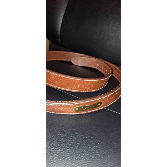 Polo Ralph Lauren ~ Men's 40 (Large) Brown Italian Saddle Leather W/ Name Plate - Picture 2 of 7